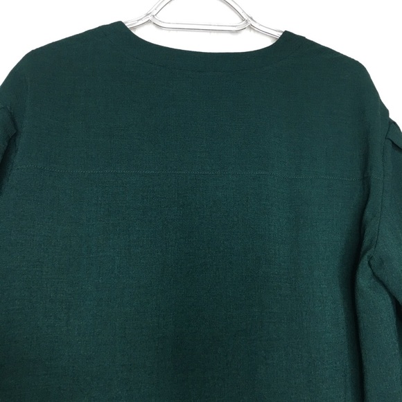Cefinn Half Button Layered Forest Green Blouse - Picture 7 of 8